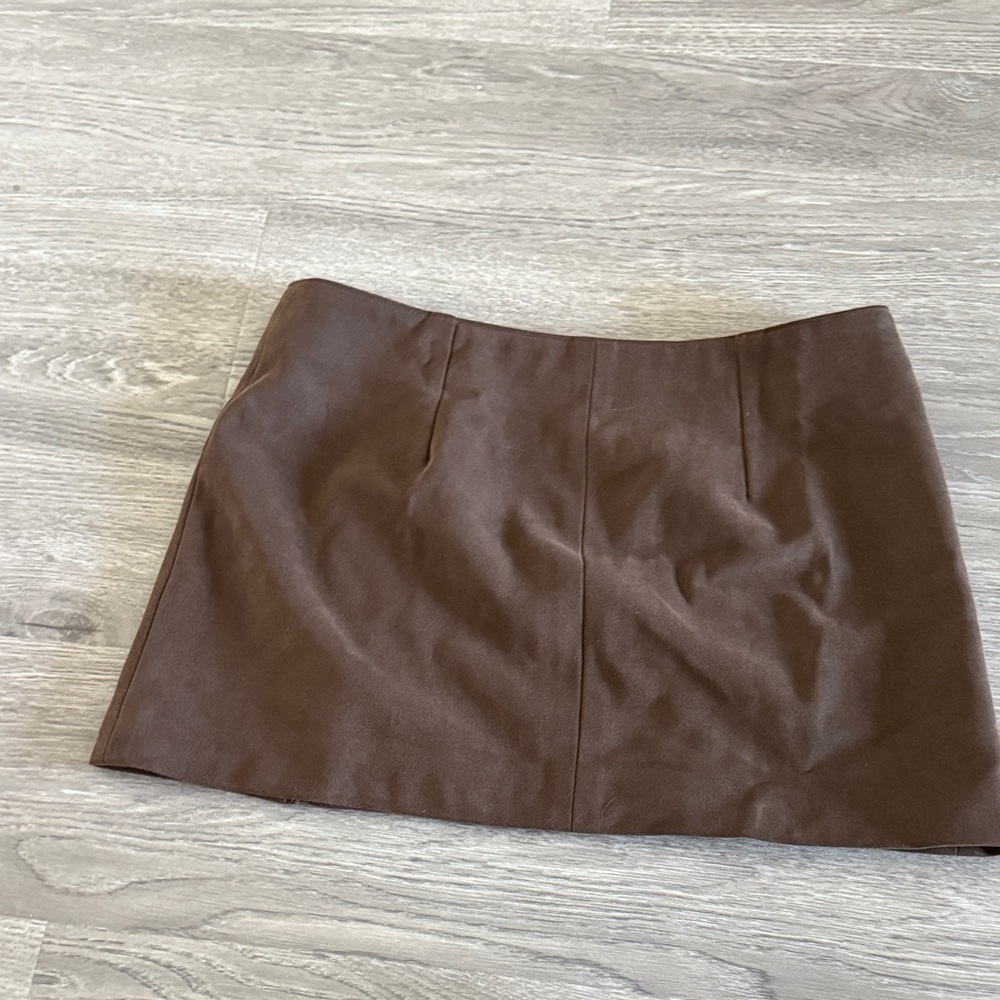 The Frankie Shop Faux Suede Mini Skirt with Front Zip - Picture 3 of 5